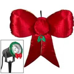 4.5ft. Airblown&reg; Inflatable Mixed Media Hanging Velvet Bow with External Spotlight