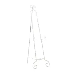 White Metal Country Cottage Easel, 61" x 20" x 27"