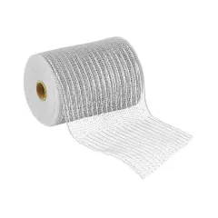 5.5" x 45ft. Mesh Wide Ribbon by Celebrate It&reg; Silver