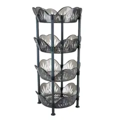 Kitchen Details Smoke Gray 4-Tier Large Basket Shelf