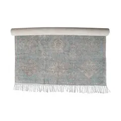 Hello Honey&reg; 4ft. x 6ft. Blue & Cream Cotton Chenille Distressed Print Rug with Fringe