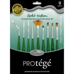 Prot&eacute;g&eacute; Gold Nylon Decorative 9 Piece Brush Set