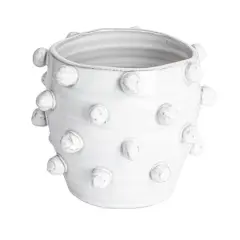 Hello Honey&reg; 8.25" White Handmade Hobnail Terra Cotta Planter