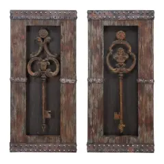 Brown Wood & Metal Rustic Key Wall D&eacute;cor Set