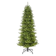7.5ft. Pre-Lit Sure-Lit Pole&reg; Slim Fraser Fir Artificial Christmas Tree, Multicolor LED Lights
