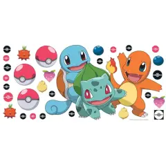 RoomMates Pok&eacute;mon Squirtle, Charmander & Bulbasaur Peel & Stick Giant Wall Decals