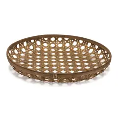 Natural Brown Round Bamboo Wooden Tray