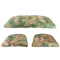 3 Piece Wicker Furniture Cushion Set Brown/Pink Floral