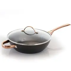 Oster Allsberg 3.5qt. Aluminum Saut&eacute; Pan With Lid Set & Bronze Handles