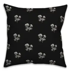 18" Small Blooms Indoor/Outdoor Pillow Black