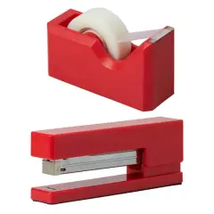JAM Paper Stapler & Tape Dispenser Set Red