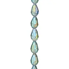 Iridescent Green Glass Teardrop Beads, 14mm by Bead Landing&trade;