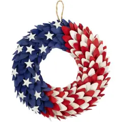 15" Petals & Stars Wooden Americana Wreath