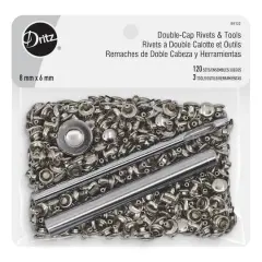 Dritz&reg; Silver Double-Cap Rivets & Tools, 120 Sets