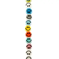 Multicolor Ceramic Smiley Face Beads, 7.5mm by Bead Landing&trade;