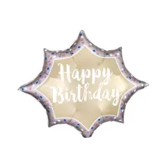 35" Satin Gold Burst Birthday Balloon