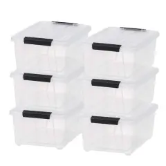 IRIS&reg; 13.5qt. Buckled Clear Boxes with Clear Buckle Lids, 6ct.