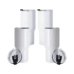 Craft Express 4ct. 22oz. White Stainless Steel Tumbler with Ringneck Grip