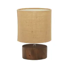Brown Wood Rustic Table Lamp, 14" x 10" x 10"