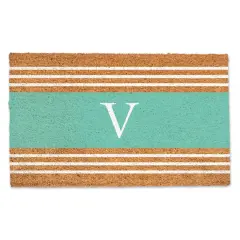 Teal Monogram Stripe Doormat V