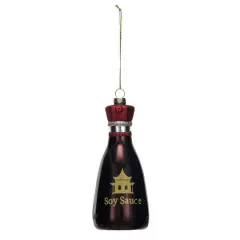 Hello Honey&reg; 5.75" Hand-Painted Glass Soy Sauce Bottle Ornament with Glitter