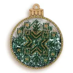Wonderland Crafts Green & Gold Ball Ornament Bead Embroidery Kit