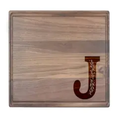 Floral Monogram Walnut Cutting Board J