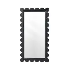 Glitzhome&reg; 42.5" Modern Black Wood Frame Wavy Rectangle Wall Mirror