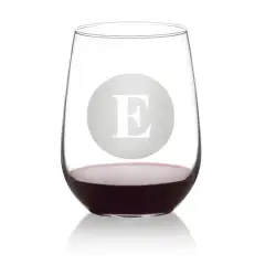 Hortense B. Hewitt Co. Circle Monogram Stemless Wine Glass E