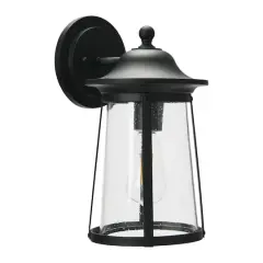 Hello Honey&reg; Robert Stevenson Lighting Portside Matte Black Metal & Seedy Glass Outdoor Light