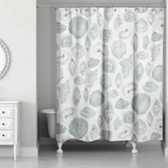 Multi Shell Shower Curtain Blue/White