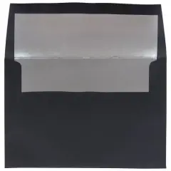 JAM Paper A8 Foil Lined Invitation Envelopes, 50ct. Black Linen with Silver Foil