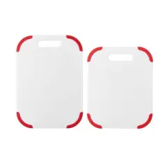Farberware Red & White 2-Piece Non-Slip Cutting Board Set