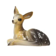 Hello Honey&reg; 6" Brown & White Stoneware Fawn Taper Holder
