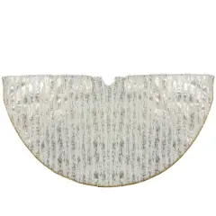 48" Ivory & Gold Wood Grain Pattern Christmas Tree Skirt