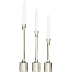 CosmoLiving by Cosmopolitan Silver Aluminum Tapered Candle Holder Set
