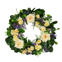 22" Mixed Rose & Daisy Wreath