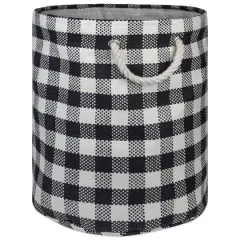 DII&reg; Medium Round Checkers Paper Bin Black