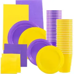 JAM Paper Party Tableware Assortment Grad Pack Yellow/Purple