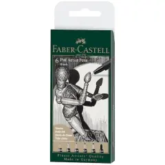 Faber-Castell&reg; PITT&reg; 0.05mm-1.5mm Black 6 Piece Artist Pen Set