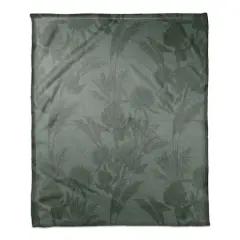 Tones Protea Blooms Coral Fleece Blanket Emerald