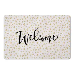 Daisy Print Welcome Floor Mat Yellow