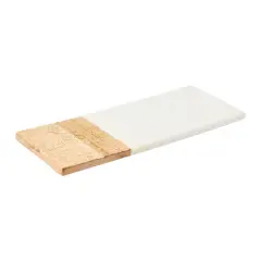 Hello Honey&reg; 15" Contemporary Mango Wood & Marble Serving Board with Engraved Design