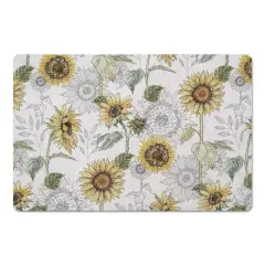 Sunflower Pattern Floor Mat White