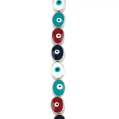 Multicolor & Rhodium Evil Eye Oval Beads, 9mm by Bead Landing&trade;