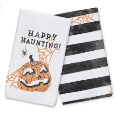 Mid Mod Pumpkin Happy Haunting Tea Towel Set