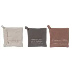 Hello Honey&reg; Cotton Slub Pot Holders with Embroidered Designs Set