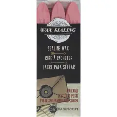 Manuscript Wax Sealing Wax Sticks with Wicks, 3ct. Pink