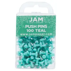JAM Paper Colorful Standard Push Pins, 100ct. Teal