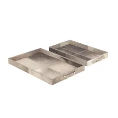 Gray Wood Traditional Tray Set